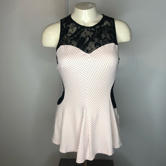 GUESS sleeveless mini polka-dot peplum top - Picture 2 of 8